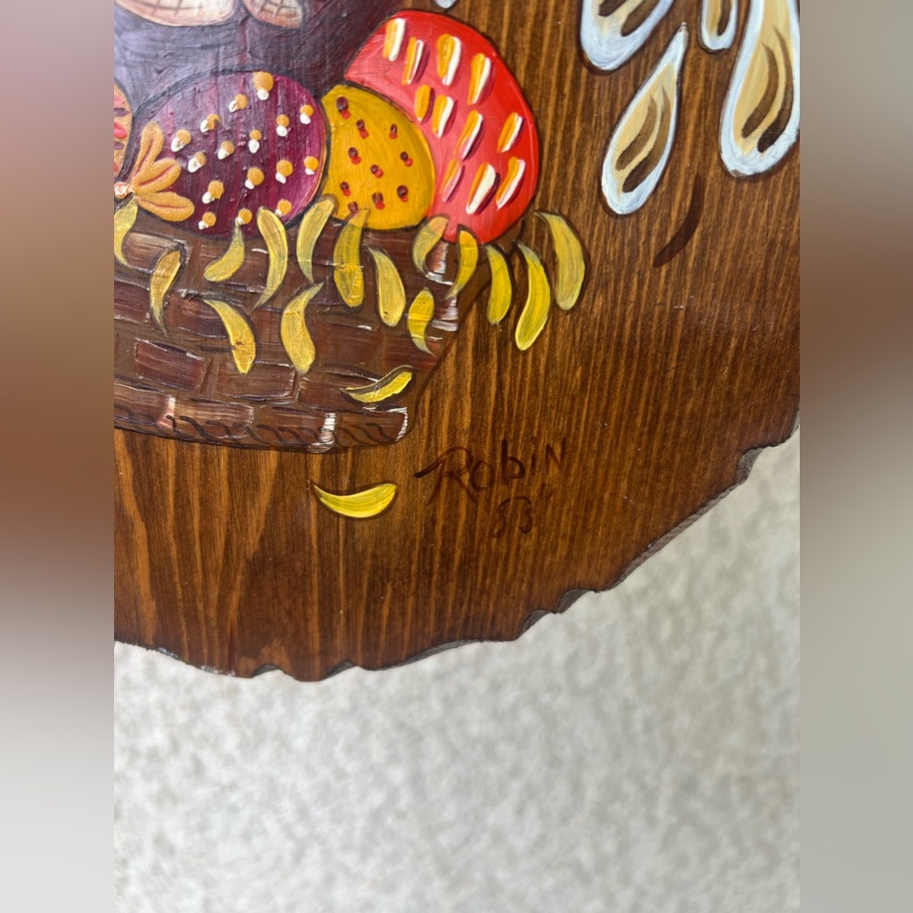 Vintage 1980s Wooden Plaque with Chicken - Picture 3 of 8